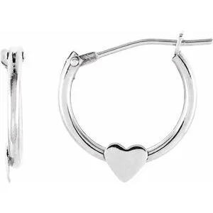 14K White Hinged Hoop Earrings with Heart19102600PSTWBC WB Choice Jewelry Earrings