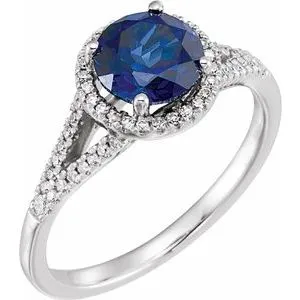 14K White LabGrown Blue Sapphire 16 CTW Diamond Ring 65130070008PSTWBC WB Choice Jewelry Rings 14K White LabGrown Blue Sapphire 16 CTW Diamond Ring 65130070008PSTWBC WB Choice Jewelry Rings