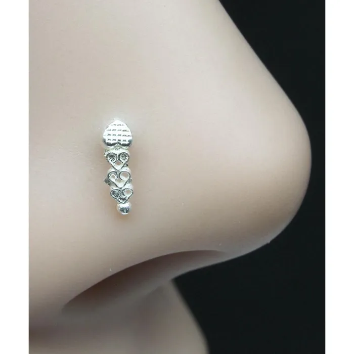 925 Sterling Silver Nose Stud corkscrew piercing nose ring L Bend 22g Karizma Jewels Rings 925 Sterling Silver Nose Stud corkscrew piercing nose ring L Bend 22g Karizma Jewels Rings