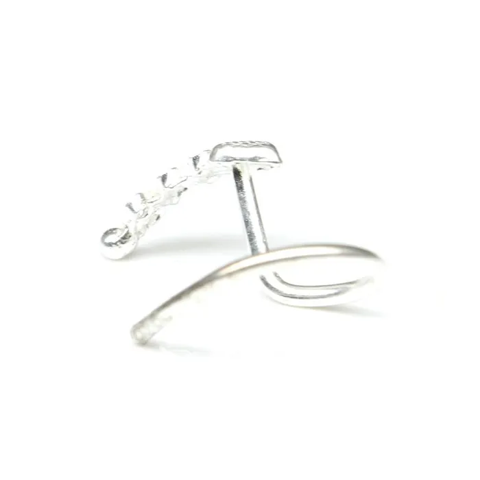 925 Sterling Silver Nose Stud corkscrew piercing nose ring L Bend 22g Karizma Jewels Rings