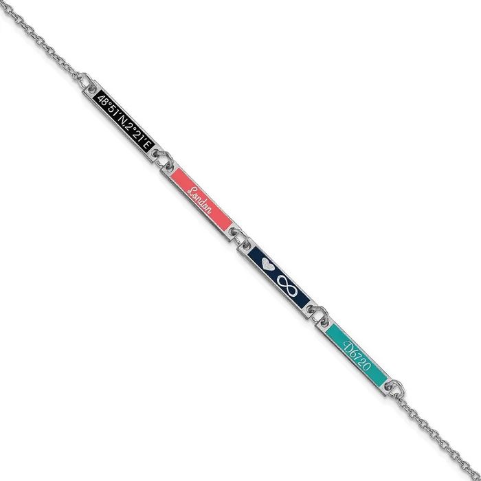 Bracelets 10KW Brushed Epoxied 4 Station BraceletWBC10XNA11834W WB Choice Jewelry Bracelets 10KW Brushed Epoxied 4 Station BraceletWBC10XNA11834W WB Choice Jewelry