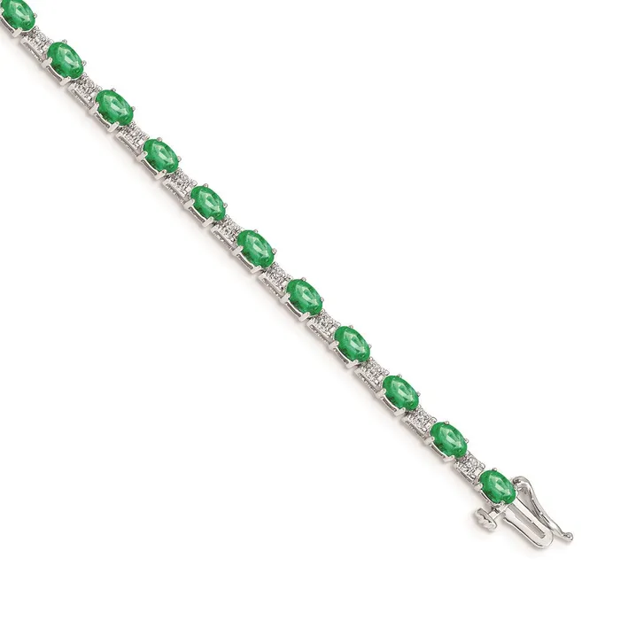 Bracelets WB Choice Jewelry 14k White Gold Diamond and Emerald BraceletWBCBM4481EM010WA Bracelets WB Choice Jewelry 14k White Gold Diamond and Emerald BraceletWBCBM4481EM010WA