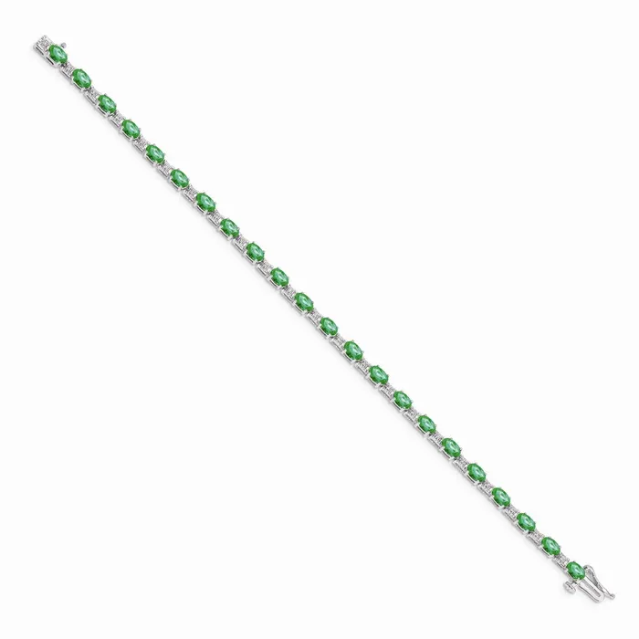 Bracelets WB Choice Jewelry 14k White Gold Diamond and Emerald BraceletWBCBM4481EM010WA Bracelets WB Choice Jewelry 14k White Gold Diamond and Emerald BraceletWBCBM4481EM010WA