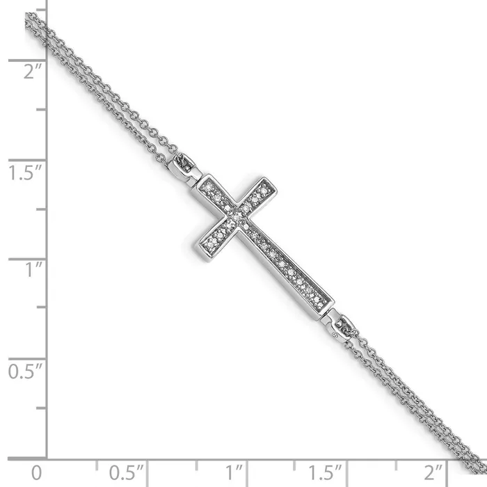 Bracelets WB Choice Jewelry Sterling Silver Rhod 01ct Blk Wht Dia Rvsble Cross 2 Strand BraceletWBCQDX1253 Bracelets WB Choice Jewelry Sterling Silver Rhod 01ct Blk Wht Dia Rvsble Cross 2 Strand BraceletWBCQDX1253