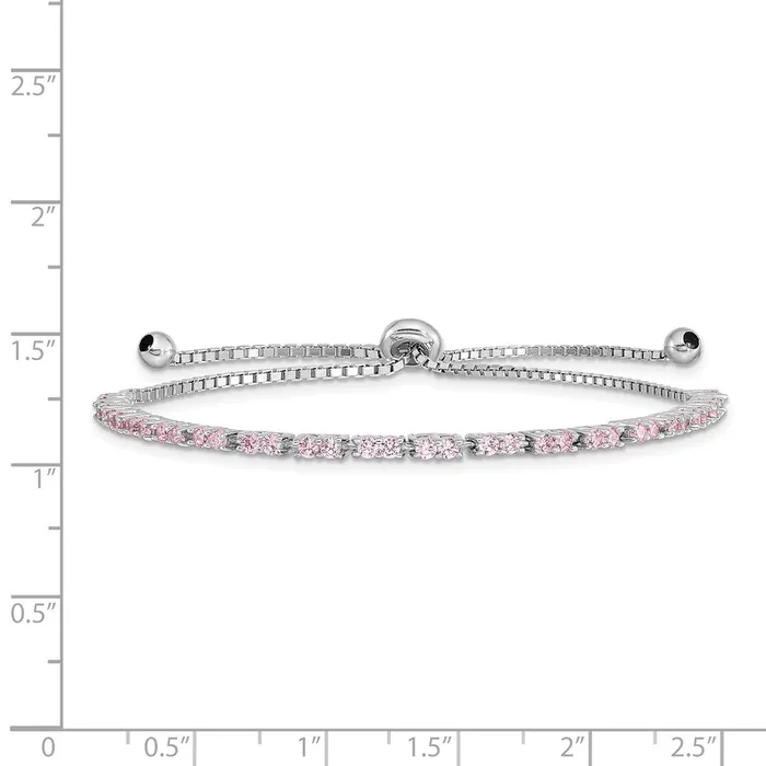 Bracelets WB Choice Jewelry Sterling Silver Rhodplated October Pink CZ Adjustable BraceletWBCQG4757OCT Bracelets WB Choice Jewelry Sterling Silver Rhodplated October Pink CZ Adjustable BraceletWBCQG4757OCT
