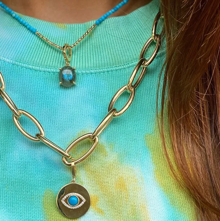Charm Necklaces Shylee Rose Jewelry Turquoise Evil Eye Disc Charm