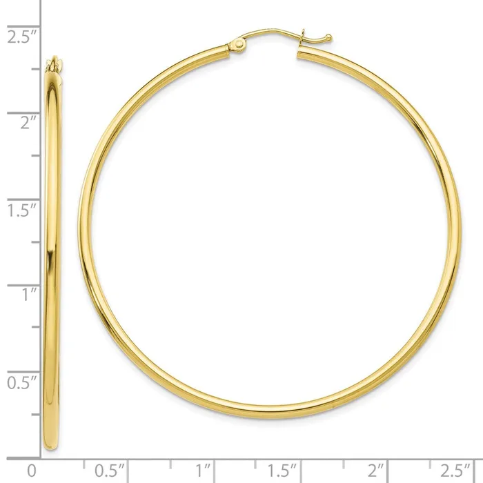 Earrings WB Choice Jewelry 10K Polished 2mm Tube Hoop EarringsWBC10T922 Earrings WB Choice Jewelry 10K Polished 2mm Tube Hoop EarringsWBC10T922