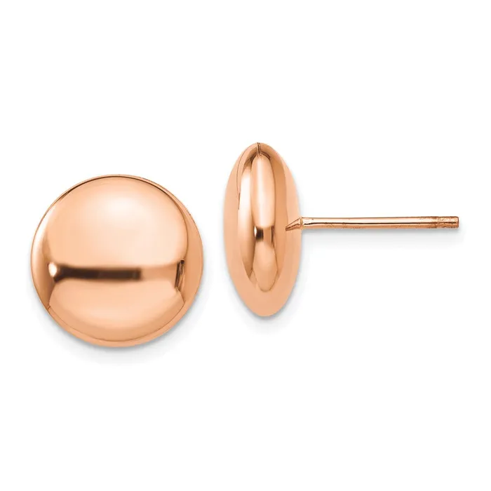 Earrings WB Choice Jewelry 14k Rose Polished 12mm Button Post EarringsWBCH1030 Earrings WB Choice Jewelry 14k Rose Polished 12mm Button Post EarringsWBCH1030