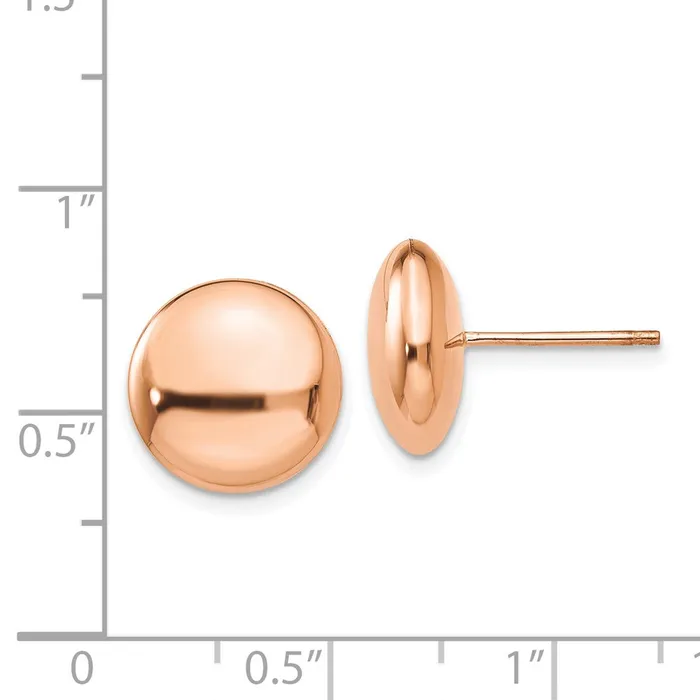 Earrings WB Choice Jewelry 14k Rose Polished 12mm Button Post EarringsWBCH1030 Earrings WB Choice Jewelry 14k Rose Polished 12mm Button Post EarringsWBCH1030