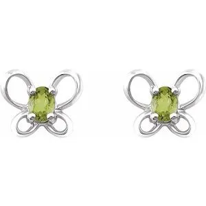 Earrings WB Choice Jewelry 14K White 4x3 mm Oval August Youth Butterfly Birthstone Earrings 653416659PSTWBC Earrings WB Choice Jewelry 14K White 4x3 mm Oval August Youth Butterfly Birthstone Earrings 653416659PSTWBC