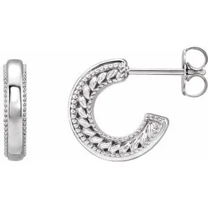 Earrings WB Choice Jewelry 14K White FloralInspired Milgrain Hoop Earrings 86697600PSTWBC Earrings WB Choice Jewelry 14K White FloralInspired Milgrain Hoop Earrings 86697600PSTWBC