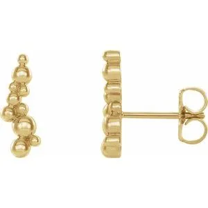 Earrings WB Choice Jewelry 14K Yellow Beaded Ear Climbers 86825601PSTWBC Earrings WB Choice Jewelry 14K Yellow Beaded Ear Climbers 86825601PSTWBC