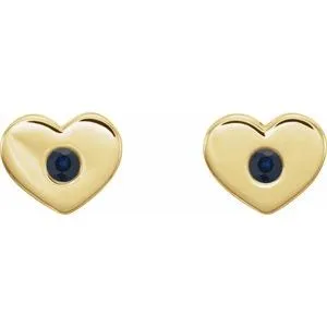 Earrings WB Choice Jewelry 14K Yellow Chatham LabCreated Blue Sapphire Heart Earrings 86336660PSTWBC Earrings WB Choice Jewelry 14K Yellow Chatham LabCreated Blue Sapphire Heart Earrings 86336660PSTWBC