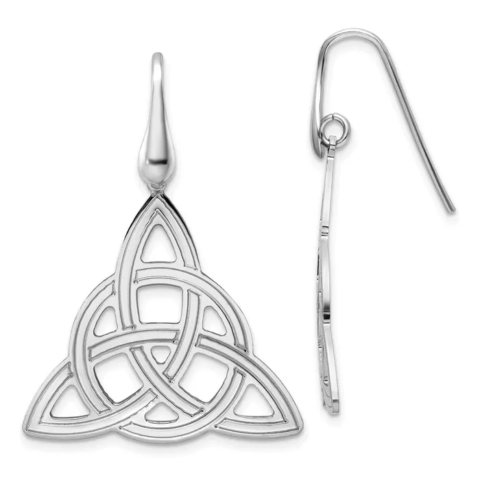 Earrings WB Choice Jewelry Sterling Silver Rhod Polished Grooved Celtic Knot Dangle EarringsWBCQE15690 Earrings WB Choice Jewelry Sterling Silver Rhod Polished Grooved Celtic Knot Dangle EarringsWBCQE15690
