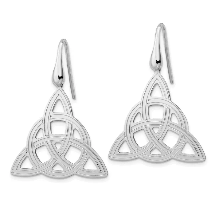 Earrings WB Choice Jewelry Sterling Silver Rhod Polished Grooved Celtic Knot Dangle EarringsWBCQE15690 Earrings WB Choice Jewelry Sterling Silver Rhod Polished Grooved Celtic Knot Dangle EarringsWBCQE15690