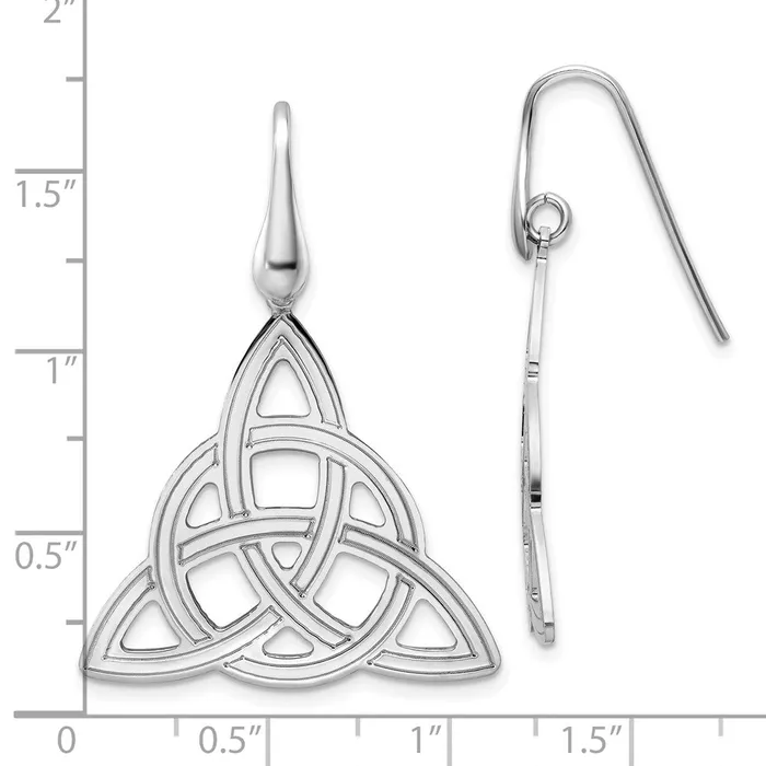 Earrings WB Choice Jewelry Sterling Silver Rhod Polished Grooved Celtic Knot Dangle EarringsWBCQE15690 Earrings WB Choice Jewelry Sterling Silver Rhod Polished Grooved Celtic Knot Dangle EarringsWBCQE15690