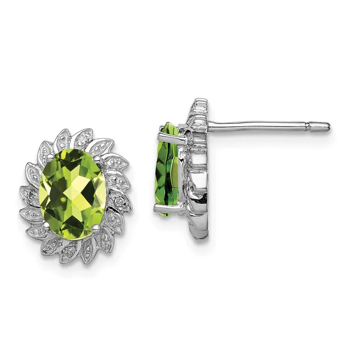 Earrings WB Choice Jewelry Sterling Silver Rhodiumplated Peridot Diamond Post EarringsWBCQDX843 Earrings WB Choice Jewelry Sterling Silver Rhodiumplated Peridot Diamond Post EarringsWBCQDX843