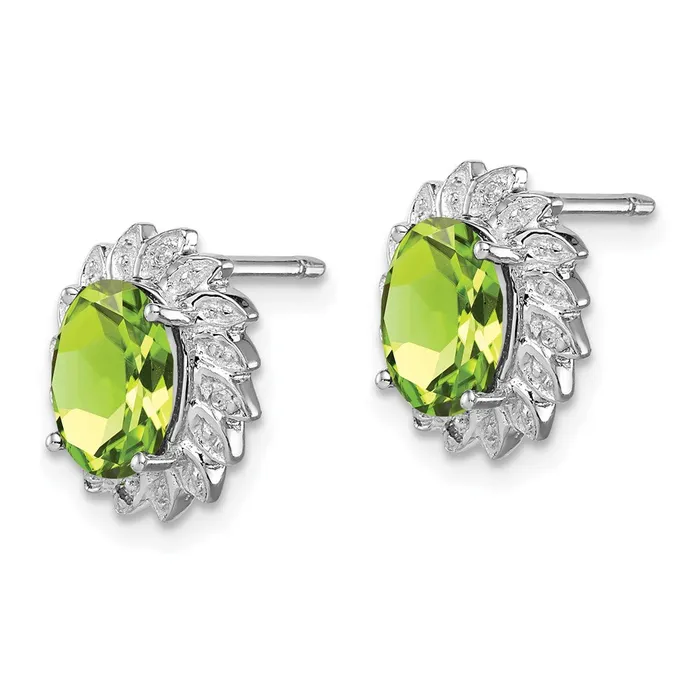 Earrings WB Choice Jewelry Sterling Silver Rhodiumplated Peridot Diamond Post EarringsWBCQDX843 Earrings WB Choice Jewelry Sterling Silver Rhodiumplated Peridot Diamond Post EarringsWBCQDX843