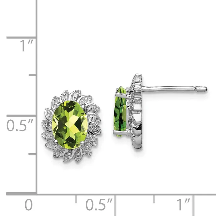 Earrings WB Choice Jewelry Sterling Silver Rhodiumplated Peridot Diamond Post EarringsWBCQDX843 Earrings WB Choice Jewelry Sterling Silver Rhodiumplated Peridot Diamond Post EarringsWBCQDX843