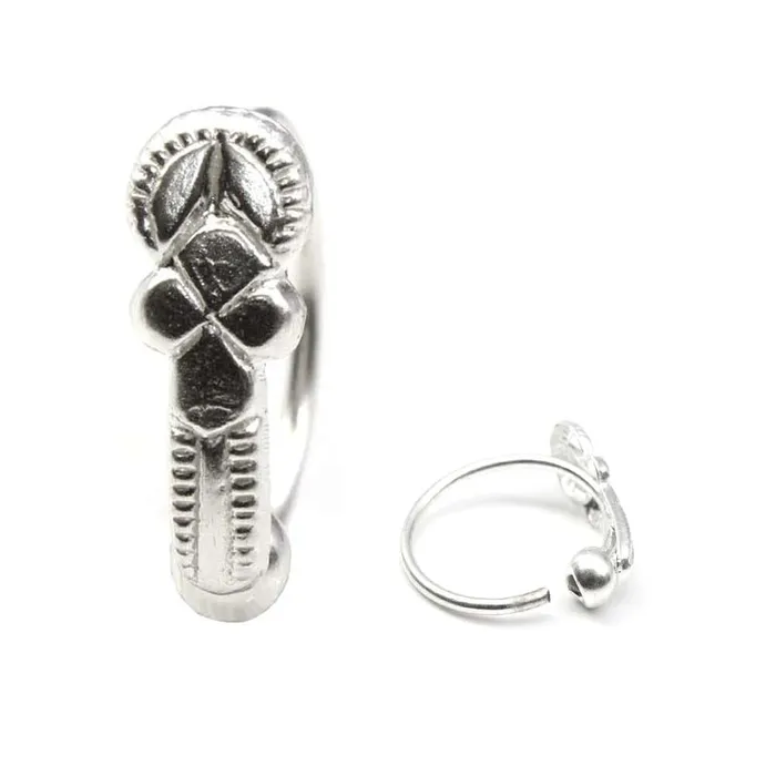 Gypsy Traditional Indian 925 Real Sterling Silver Hoop Nose piercing ring 22g Karizma Jewels Rings