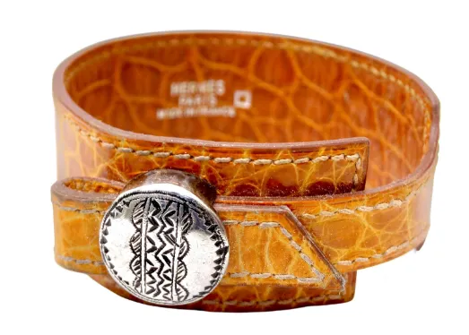 Hermes Vintage Alligator Leather Bracelet Vintage by Misty Bracelets