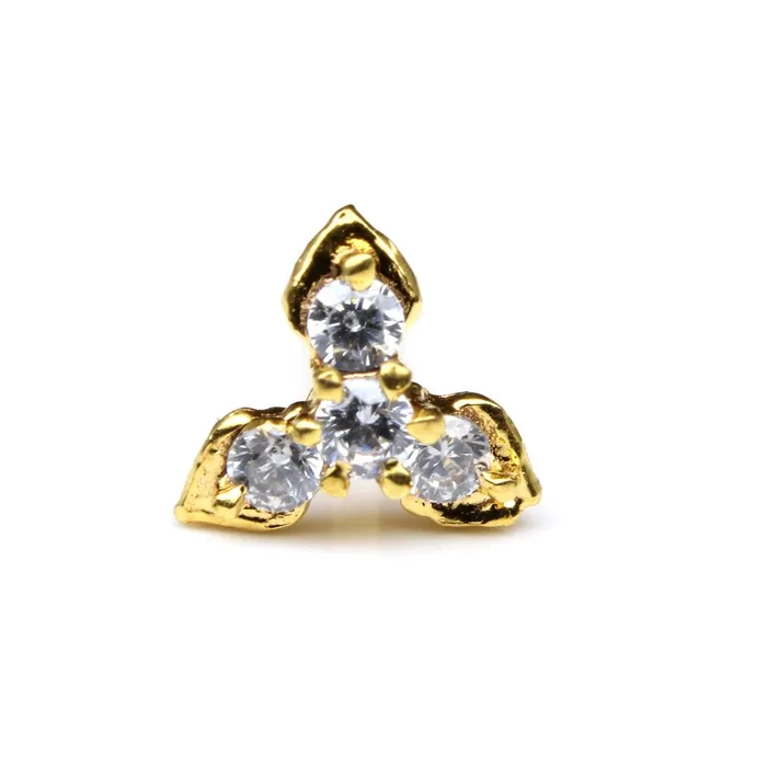 Indian Nose ring White CZ studded gold plated Piercing Nose stud push pin Karizma Jewels Rings Indian Nose ring White CZ studded gold plated Piercing Nose stud push pin Karizma Jewels Rings