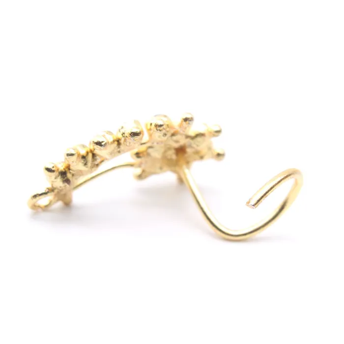 Karizma Jewels Rings Big Indian Women Gold Plated Nose Stud CZ Twisted nose ring 22g