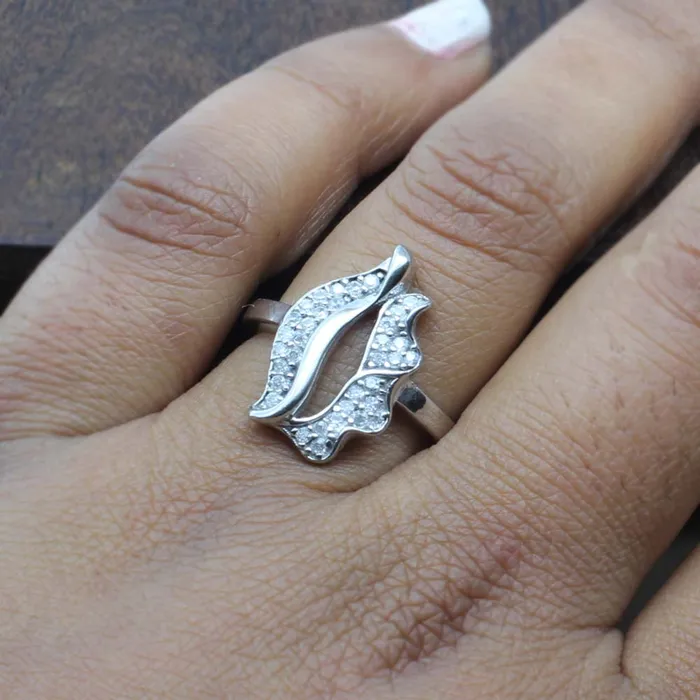 Karizma Jewels Rings Real Solid 925 Sterling Silver Ring CZ Studded Platinum Finish Karizma Jewels Rings Real Solid 925 Sterling Silver Ring CZ Studded Platinum Finish