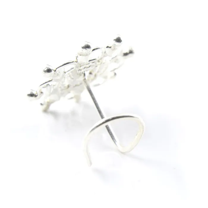 Karizma Jewels Wheel design Real Sterling Silver White CZ Women Twisted nose ring 22g Rings