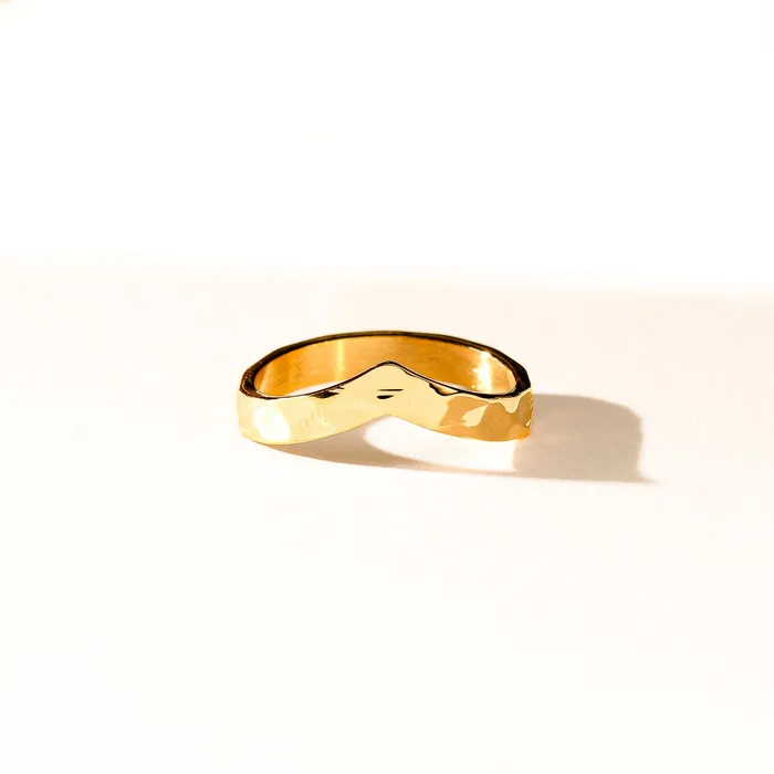 Move Mountains Hammered Stainless Steel Ring faithbraceletco Rings
