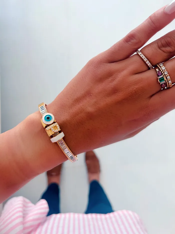 PRERTO ECOMMERCE PRIVATE LIMITED Bracelets Memories Iniziale Evil Eye White Bracelet PRERTO ECOMMERCE PRIVATE LIMITED Bracelets Memories Iniziale Evil Eye White Bracelet