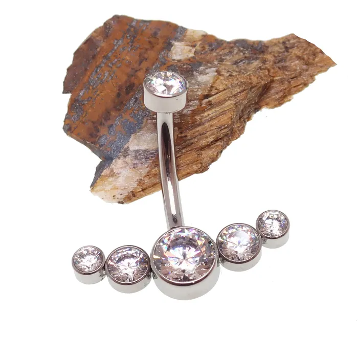 Rings CZ Cluster Belly Ring 14g Body Clickers Rings CZ Cluster Belly Ring 14g Body Clickers