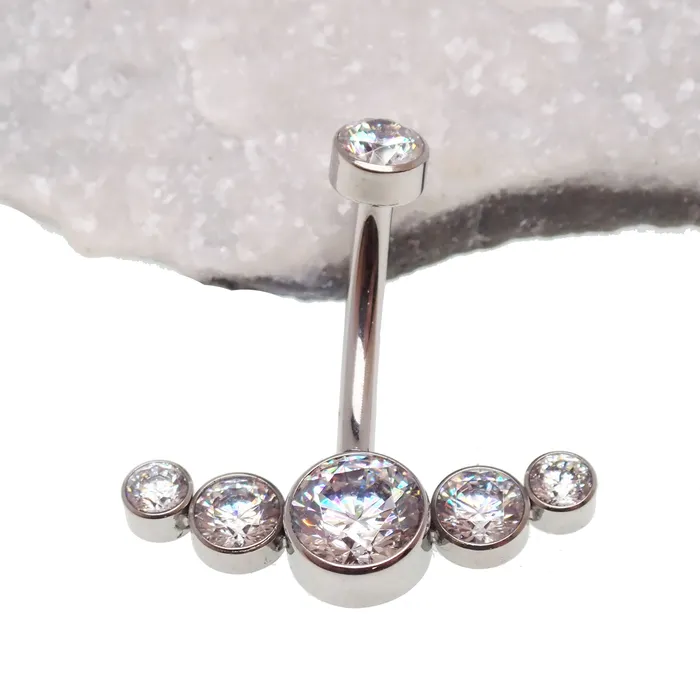 Rings CZ Cluster Belly Ring 14g Body Clickers Rings CZ Cluster Belly Ring 14g Body Clickers