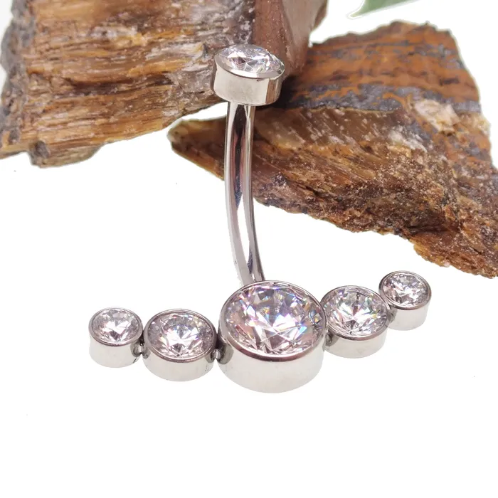 Rings CZ Cluster Belly Ring 14g Body Clickers Rings CZ Cluster Belly Ring 14g Body Clickers