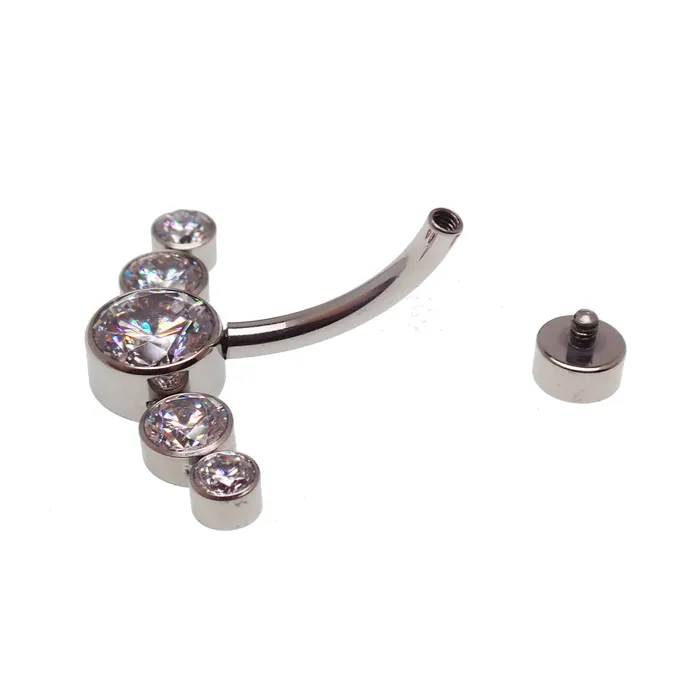 Rings CZ Cluster Belly Ring 14g Body Clickers Rings CZ Cluster Belly Ring 14g Body Clickers