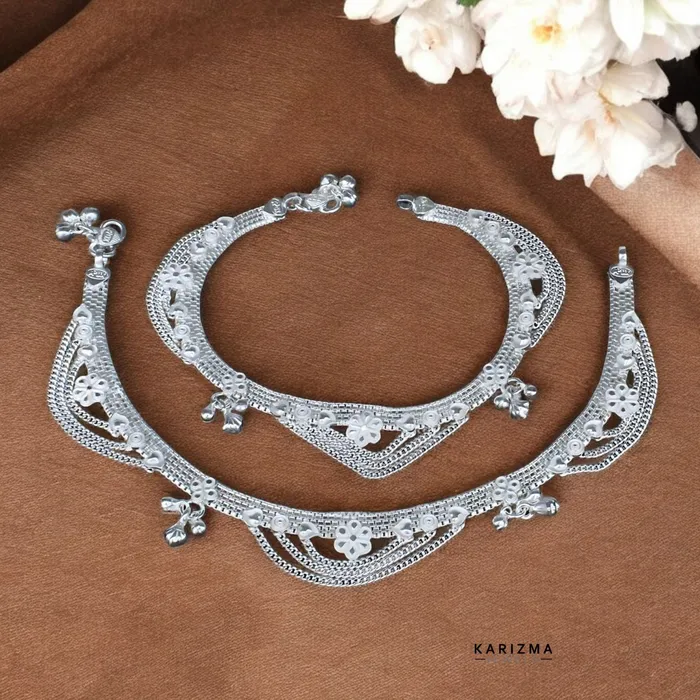 Rings Karizma Jewels Indian Bridal Real Sterling Silver women stylish Anklets Ankle Pair 103 Rings Karizma Jewels Indian Bridal Real Sterling Silver women stylish Anklets Ankle Pair 103