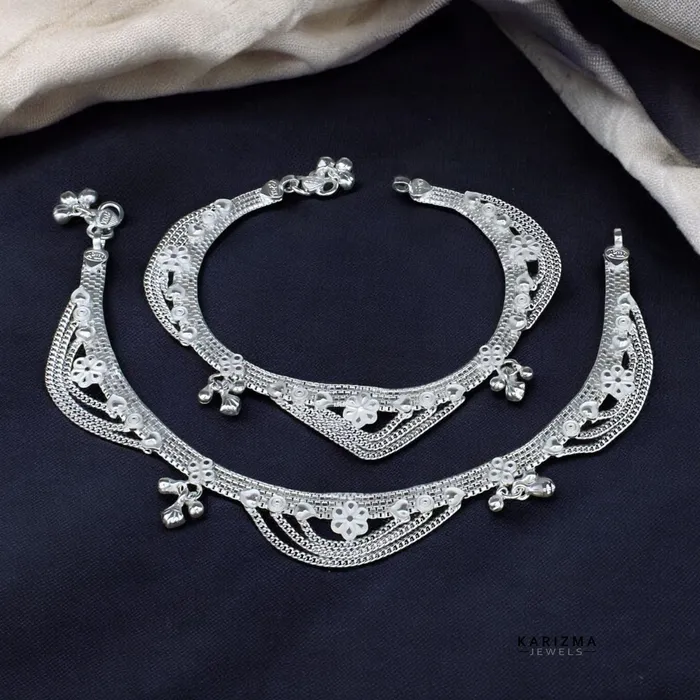 Rings Karizma Jewels Indian Bridal Real Sterling Silver women stylish Anklets Ankle Pair 103