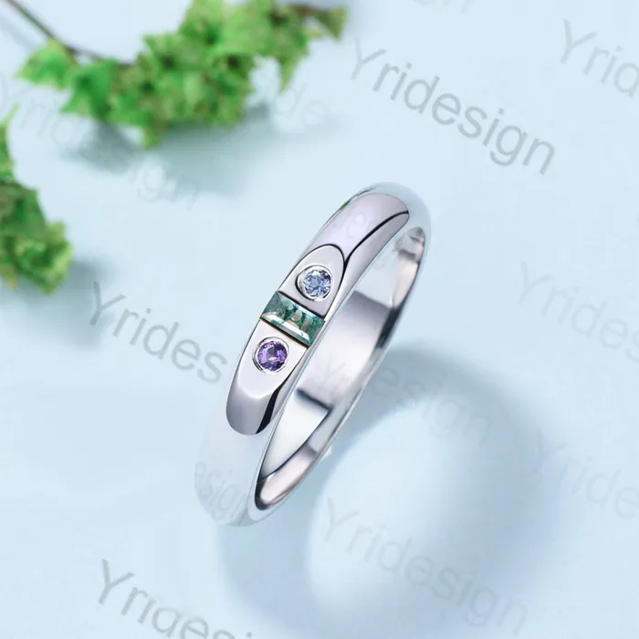 Rings PENFINE Mens Moss agate Wedding Band Baguette Cut Green Agate Unique Alexandrite Amethyst Stacking Band 4mm Mens Stacking Matching Band Vintage Gift Rings PENFINE Mens Moss agate Wedding Band Baguette Cut Green Agate Unique Alexandrite Amethyst Stacking Band 4mm Mens Stacking Matching Band Vintage Gift