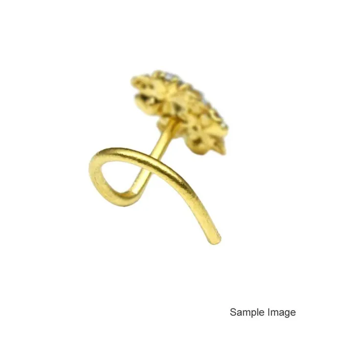 Rings Traditional Style Gold Plated Indian Dangle Nose ring Multicolor CZ Twisted Karizma Jewels