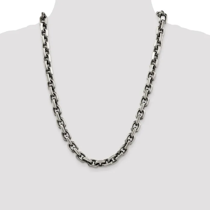 Rings WB Choice Jewelry Sterling Silver Antiqued 86mm DC Elongated Open Link ChainWBCQFC14524 Rings WB Choice Jewelry Sterling Silver Antiqued 86mm DC Elongated Open Link ChainWBCQFC14524