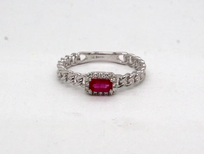 ROYAL JEWELRY MFG INC Rings 14KW 35 Ct Ruby and 07 Cttw Diamond Ring