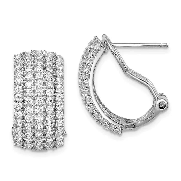 Sterling Silver Rhodiumplated CZ 5row Omega Back EarringsWBCQE14943 WB Choice Jewelry Earrings Sterling Silver Rhodiumplated CZ 5row Omega Back EarringsWBCQE14943 WB Choice Jewelry Earrings