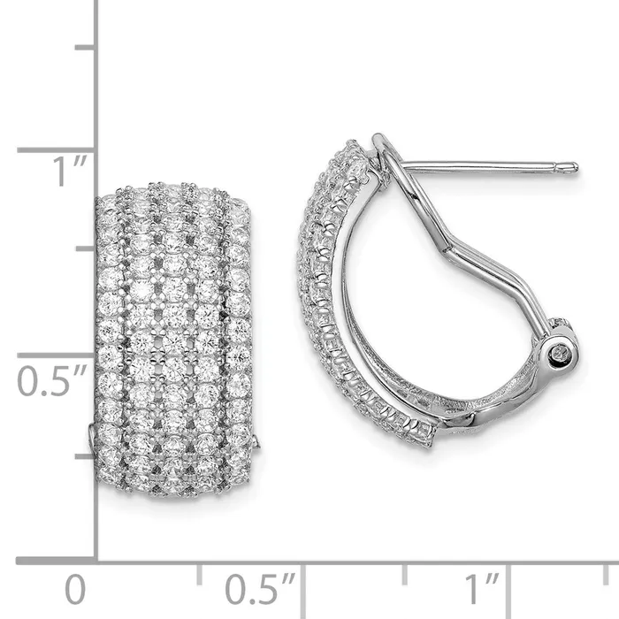 Sterling Silver Rhodiumplated CZ 5row Omega Back EarringsWBCQE14943 WB Choice Jewelry Earrings Sterling Silver Rhodiumplated CZ 5row Omega Back EarringsWBCQE14943 WB Choice Jewelry Earrings