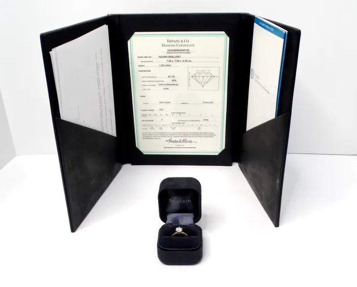 Tiffany Co GIA Certified 132 Carat Round Brilliant Diamond Engagement Ring Vintage by Misty Rings