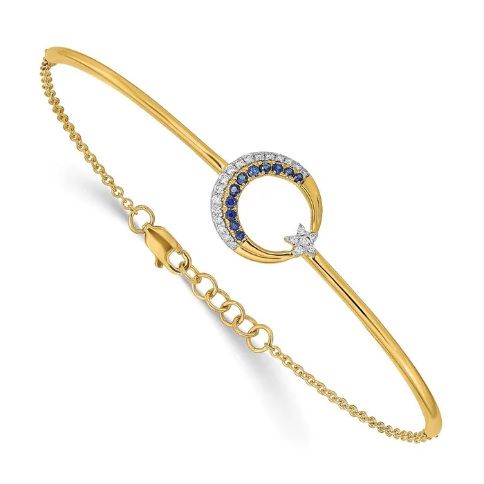 WB Choice Jewelry Bracelets 14k Diamond and Sapphire Moon and Star 7in w5in ext Bar BraceletWBCBM6846SA012YA WB Choice Jewelry Bracelets 14k Diamond and Sapphire Moon and Star 7in w5in ext Bar BraceletWBCBM6846SA012YA
