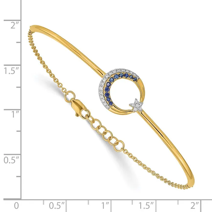 WB Choice Jewelry Bracelets 14k Diamond and Sapphire Moon and Star 7in w5in ext Bar BraceletWBCBM6846SA012YA WB Choice Jewelry Bracelets 14k Diamond and Sapphire Moon and Star 7in w5in ext Bar BraceletWBCBM6846SA012YA