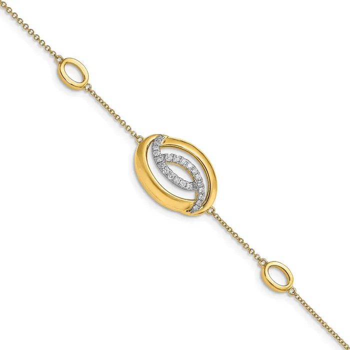 WB Choice Jewelry Bracelets 14k Polished Diamond Oval 7in BraceletWBCBM6891025YA WB Choice Jewelry Bracelets 14k Polished Diamond Oval 7in BraceletWBCBM6891025YA