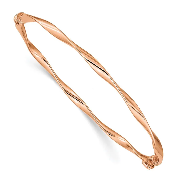 WB Choice Jewelry Bracelets 14k Rose Gold Polished Twisted Hinged Bangle BraceletWBCDB621 WB Choice Jewelry Bracelets 14k Rose Gold Polished Twisted Hinged Bangle BraceletWBCDB621