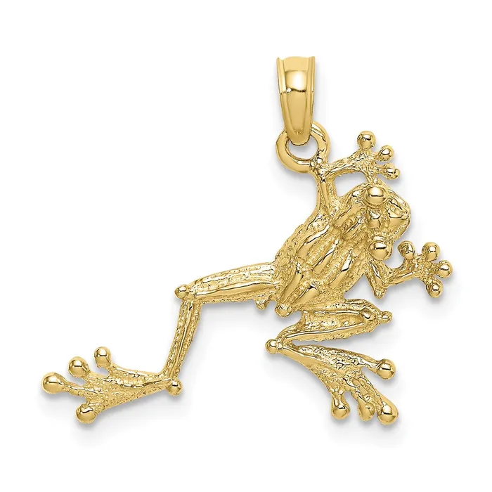 WB Choice Jewelry Charm Necklaces 10K 2D Textured Frog CharmWBC10K6481