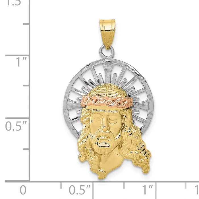 WB Choice Jewelry Charm Necklaces 10K Tricolor Diamondcut Christ CharmWBC10D3703 WB Choice Jewelry Charm Necklaces 10K Tricolor Diamondcut Christ CharmWBC10D3703
